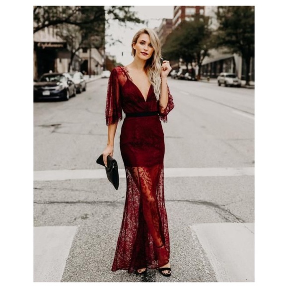 Vici Dresses & Skirts - Layla lace maxi dress - wine color